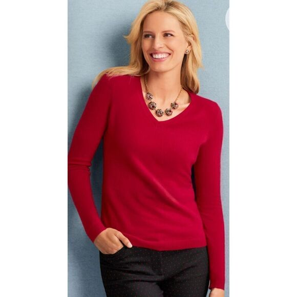 Talbots 100% Cashmere V Neck Sweater - Picture 1 of 8